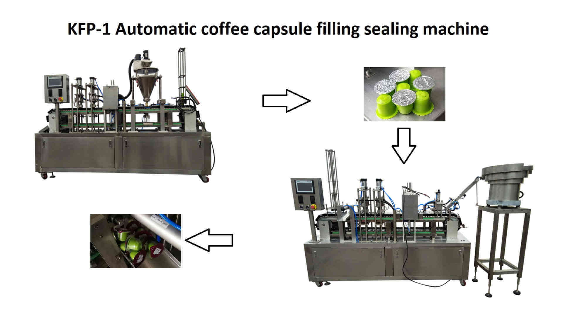 two KFP-1 high speed automatic coffee capsules filling sealing machine for Nespr